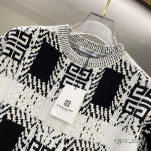 GIVENCHYジバンシー白黒馬海毛ニットクルーネックセーター