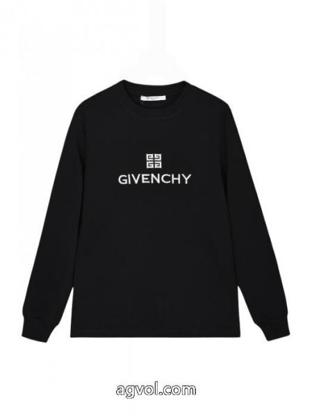 GIVENCHY万針刺繍クラシック梵字アルファベットロゴ背中カスタムピーチ長袖Tシャツ 5 