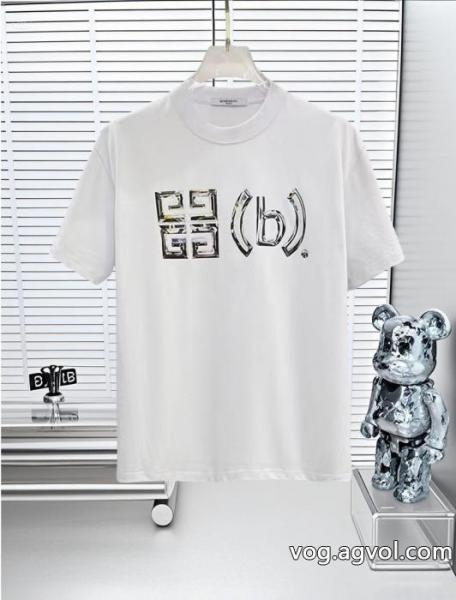 GIVENCHY 25 SS高バージョン胸貼りプリントロゴラウンドネック半袖Tシャツ 0