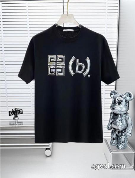GIVENCHY 25 SS高バージョン胸貼りプリントロゴラウンドネック半袖Tシャツ 4