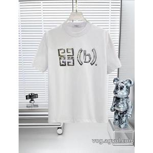 GIVENCHY 25 SS高バージョン胸貼りプリントロゴラウンドネック半袖Tシャツ